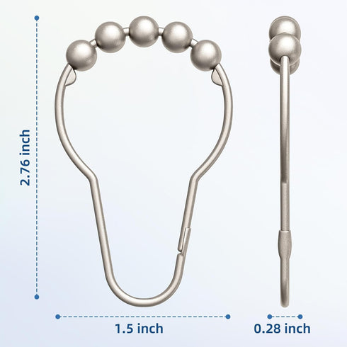 Titanker Shower Curtain Hooks Rings, Rust-Resistant Metal Shower Curtain Hooks for Bathroom Shower Rods Shower Hooks Shower Rings for Curtain - Se...