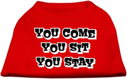 Pet Dog & Cat Shirt Screen Printed, You Come, You Sit, You Stay Bright Pink 2XL (20-25 lbs.)...