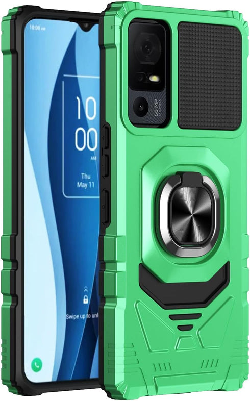 Customerfirst for TCL 40-XE 5G Phone Case, with Tempered Glass Screen Protector, Ring Kickstand for Magnetic Car Mount, Military Grade, Heavy Duty...