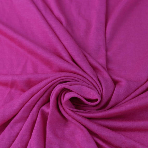 Texco Inc Lightweight Solid Color 100% Rayon Jersey Knit 2-Way Stretch Decoration Apparel DIY Fabric, Fuchsia 1 Yard...