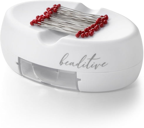 Beaditive Magnetic Pin Cushion with Drawer - Strong Magnet Pin Holder Cushions for Sewing - 50 Glass Head Quilting Pins Included - Chic Pincushion...