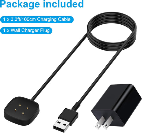 Fast Wall Charger for Fitbit Sense/Sense 2/Versa 3/Versa 4, Replacement USB Charging Cable Cord Compatible with Fitbit Sense 1/2 & Fitbit Versa 3/...