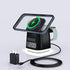 Alarm Clock + 3 in 1 Charging Station + Night Light, iphone iwatch airpod wireless charging dock, magsafe phone watch charger stand, travel charge...