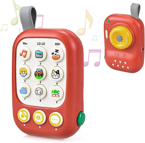 Baby Cell Phone Toy for Boys Girls 6 12 18 Months, Musical Soothing Piano Song Learning, Early Educational Camera Sound Activities Pretend Play, M...