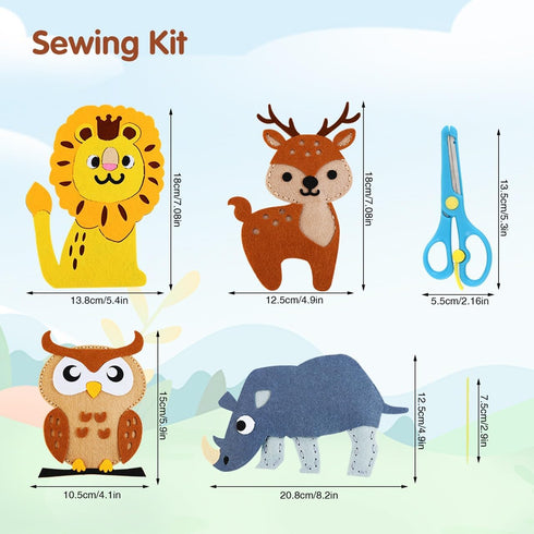 JOFOOK Kids Sewing Kit for Ages 6+, Fun and Educational Animal Craft Set for Boys and Girls, Felt Sewing Kits for Beginners, Kids’ Art Projects Pr...