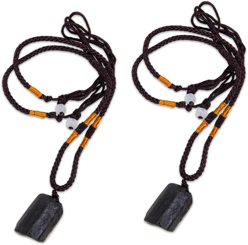 2Pcs Natural Black Tourmaline Stone Pillar Pendant Necklace Tourmaline Amulet Natural Free Form Crystal Healing Pendant...