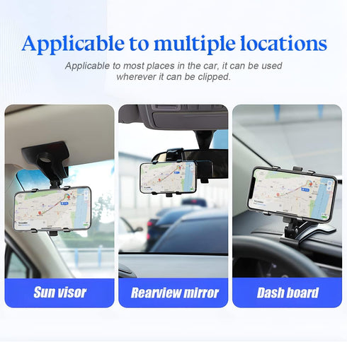 Car Phone Mount, ABS Cell Phone Holder for Car, 1400 Degree Rotation Dashboard Cell Phone Holder, Mobile Clip Stand for 3 to 7 inches Smartphones,...