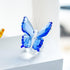 H&D Crystal Flying Butterfly with Crystal Ball Base Figurine Collection Cut Glass Ornament Statue Animal Collectible (Blue)...