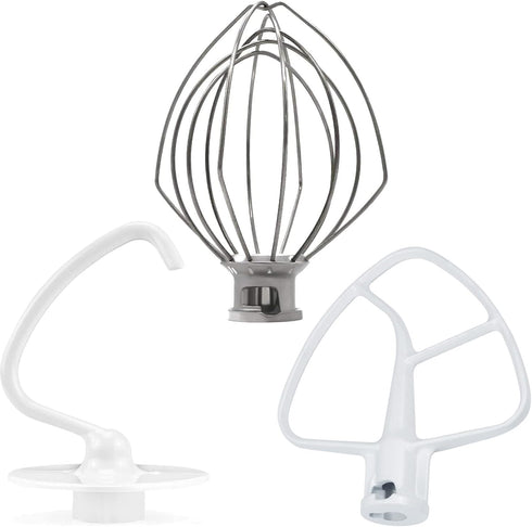 3 Pieces Stand Mixers Repair Set for Kitchen Tilt-Head Stand Mixers K45DH Dough Hook K45B Coated Flat Blade Paddle K45WW Wire Whip Compatible with...