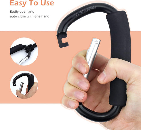 JIALEEY Grocery Bag Shopping Bag Holder Handle Carrier Tool Multi Purpose Snap Hook Stroller Hook Set Organizer Accessories with Soft Foam Grip fo...