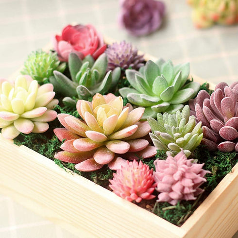 Augshy Artificial Succulents, 16 Pack Fake Succulents Plants Artificial Small Fake Plants Faux Succulents Unpotted for Lotus Landscape Decorative ...