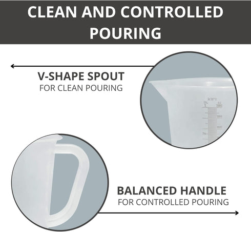 Appletofu Plastic Graduated Measuring and Mixing Pitcher - 2000ml Plastic Graduated Measuring Pitcher - Large Cylinder Graduated Measuring Contain...