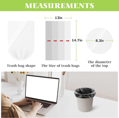 0.5 Gallon Mini Strong Trash Bags Garbage Bags, Tiny Bathroom Trash Can Liners by Teivio, Small Plastic Bags for Desktop Trash Bin/Dog/Poop Car, F...