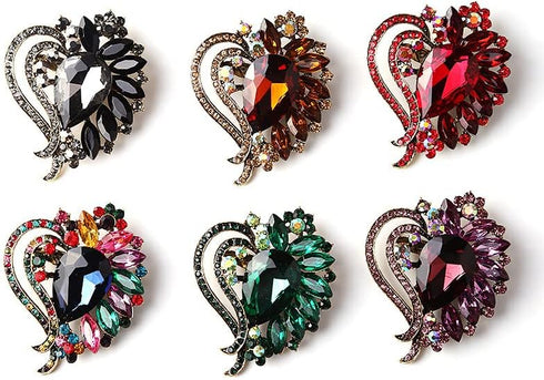 Mlouye Rhinestone Teardrop Brooch Ribbon Crystal Brooches Pins Broaches for Women Winter Holiday...