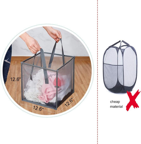 HONOMA Laundry Bags Hamper Bag with Handles,Portable &Collapsible Dirty Clothes Mesh Basket Foldable for Washing Storage, Kids Room,Dorm or Travel...