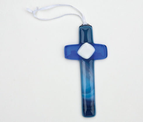 The Grandparent Gift Co. Made Like You Handmade Glass Cross Gift for Brother, Blue...