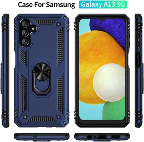 Samsung Galaxy A13 5G Case with HD Screen Protector, Military-Grade Ring Holder Stand Car Mount, Shockproof Cover for Galaxy A13 5G/A04s, Blue...