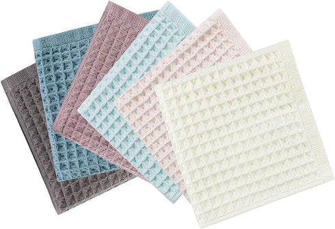 6 Pack Waffle Weave Dish Cloths, 13x13 Inch 100% Cotton Kitchen Towels for Washing Dishes - Super Absorbent, Quick Drying Dish Rags (Mixed Colors)...