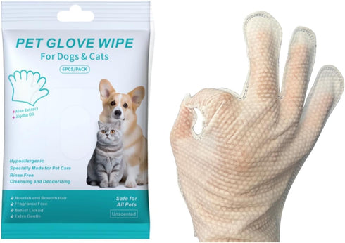 Pet Bathing Wipes for Dogs and Cats, Cleaning & Deodorizing Grooming Gloves, Nourishing Grooming Fur Glove Wipes for Daily Care and Traveling, 1 P...