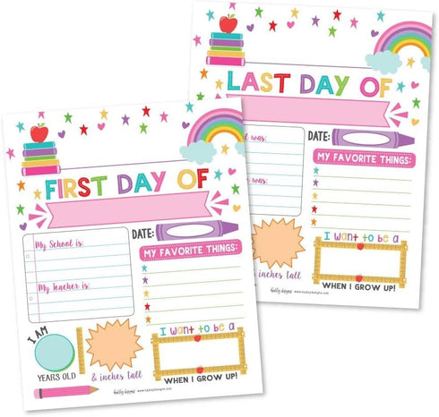 First Day of School Board – 10 Double-Sided First and Last Day Boards, 8x10 Back to School Photo Prop for Kids, Preschool, Kindergarten and Elemen...
