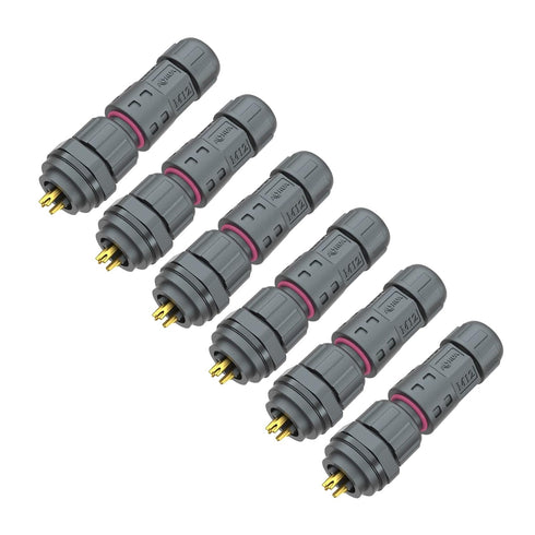 AOHUA M12 Waterproof Connector IP68 Outdoor Electrical Plug Wire to Panel, Front Male Panel Mount for 2 Or 3-pin Cables Ø 4.5-7.5mm UL Certificati...
