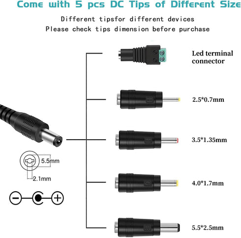 24V Power Supply, 24V 1A AC Adapter DC Power Cord for LED Strip Light CCTV Camera Bluetooth Speaker Nail Lamp Air Cleaner Massage Gun Mini Printer...
