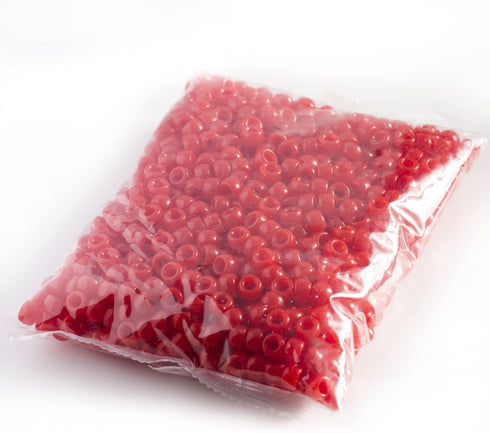 1000 Pcs Acrylic Red Pony Beads 6x9mm Bulk Kandi Beads for Friendship Bracelet Necklace Jewelry Making Pens Hair Braiding Kit...