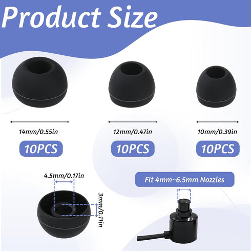 30 Pcs Silicone Replacement Earbud, Ear Buds Tips Headphone Earpads Soft Silicone Ear Tips Ear Bud Tips Replacement in S/M/L Sizes Earphone Cover ...