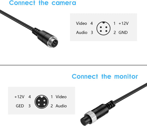 EKYLIN 16FT 5M Car Video Extension Cable 4-Pin Aviation Waterproof Shockproof for CCTV Rearview Camera Truck Trailer Camper Bus Motorhome Vehicle ...