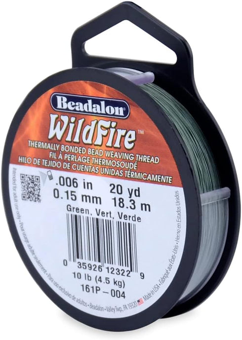 Beadalon Wildfire, .006 in, 0.15 mm, Break Strength 10 lb / 4.5 kg, Green, 20 yd / 18 m...