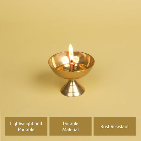 Shubhkart Handmade Solid Brass Indian Oil Lamp Pyali Diya for Puja & Other Religious Rituals | Home Décor, Office & Temples | Festive Gifts (Large...