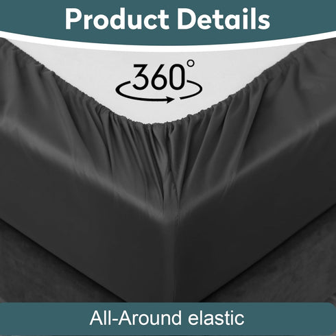 Toodou Soft Brushed Microfiber Black Twin Size Fitted Sheet-Comfortable and Durable Fitted Sheets-The Mattress Covers Made of Premium Fabric Which...