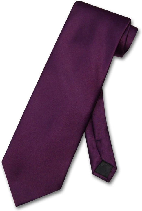 Vesuvio Napoli NeckTie Solid EGGPLANT PURPLE Color Men's Neck Tie...