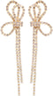 925 silver Crystal Bow Stud Earrings Fashion Ladies Tassel Rhinestone Earrings Hypoallergenic for Sensitive Ears...