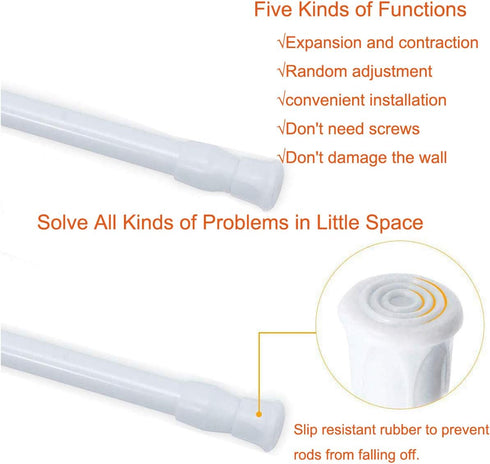 Tension Rods Shower 15.7 to 28 in Small Adjustable Curtain Window Rods in Extendable Telescopic Width Spring Cupboard Bars for Kitchen Utensils,Fi...