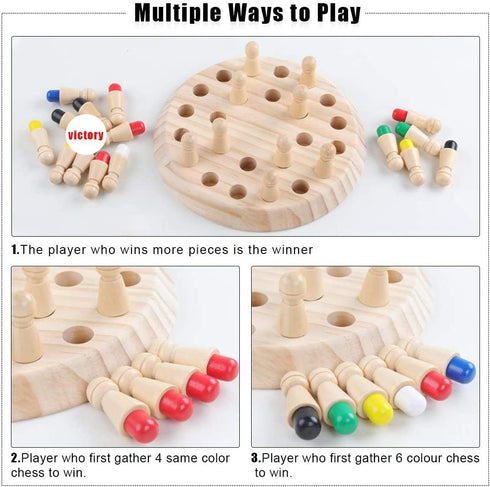 Wooden Memory Chess Matching Game: Family Board Games for Kids and Adults, Montessori Preschool Learning Educational Toy for Toddler 3 4 5 6 7 8+ ...