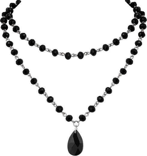 Sacina Gothic Black Teardrop Choker Necklace, Black Bead Necklace, Gothic Choker, Gothic Necklace, Halloween Necklace, Costume Jewelry, Christmas ...