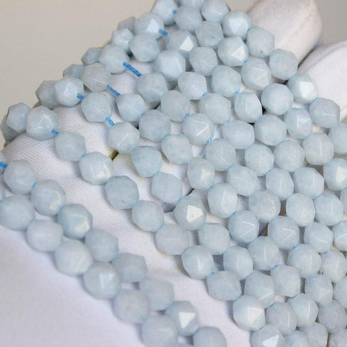 Best Sellers Natural Stone Beads Faceted Polygon Aquamarine Crystal Energy Stone Healing Power for Jewelry Making(8mm)...