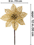 Supla 24 Pack Christmas Gold Glitter Poinsettia Flowers Picks Christmas Tree Ornaments 5.9" Wide for Gold Christmas Tree Wreaths Garland Holiday S...