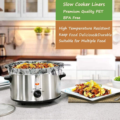 30×Slow Cooker Liners and Cooking Bags, Extra Large Cooking Liner Disposable Pot Bags, Fit 6QT to 10QT for Slow Cooker, Oval & Round Pot 14"x 22" ...