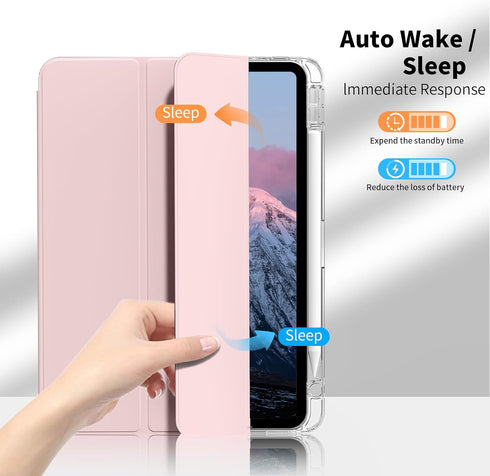 Kenke iPad Pro 11 Inch Case 4th/3rd/2nd Generation 2022/2021/2020 Support 2nd Pencil Charge Auto Wake/Sleep with Transparent Acrylic Hard PC Back ...