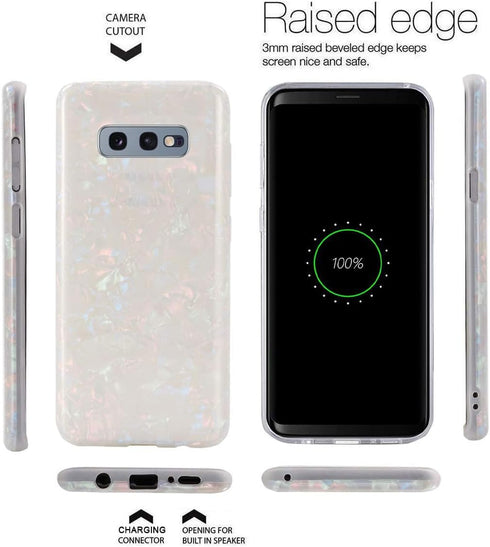 J.west Galaxy S10e Luxury Sparkle Glitter Pattern Slim Clear TPU Silicone Protective Phone Case - Colorful...