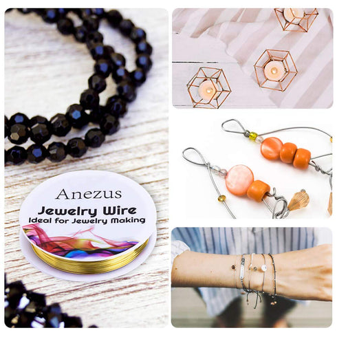 Jewelry Wire, Anezus Jewelry Making Tools Kit with 6 Rolls 24 Gauge Beading Wire and Craft Cutter Pliers for Jewelry Making Repair Supplies and Cr...