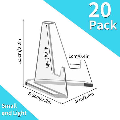 Card Display Stand, 20 Pack Small Easel Stand, Acrylic Picture Holder Stands, for Challenge Coin Graded Card Sports Card Trading Card PSA Card Bas...
