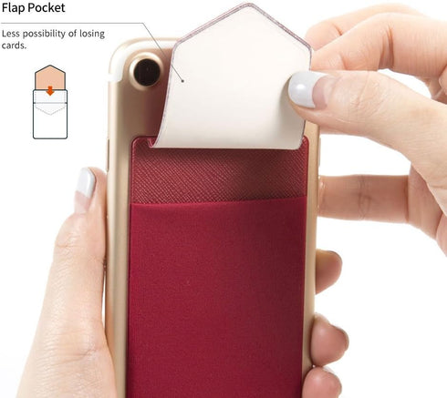 Sinjimoru Secure Card Holder for Back of Phone, Stretchy Fabric Cell Phone Wallet Stick On Credit Card Case for iPhone & Android. Sinji Pouch Flap...