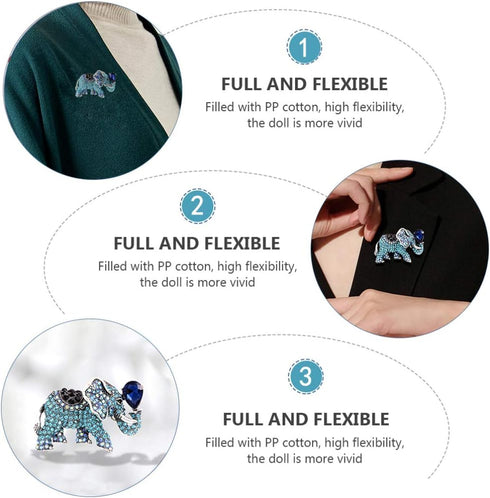 Amosfun Elephant Brooch Pin Rhinestone Crystal Elephant With Balloons Breastpin Broach Jewelry Gift for Woman Blue...