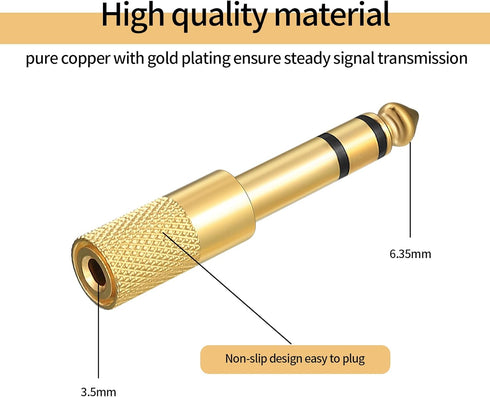 4 Pcs 6.35mm (1/4 inch) Male to 3.5mm (1/8 inch) Female Stereo Headphone Adapters, 3.5mm/1/8'' Female to 6.35mm/1/4'' Male Stereo Audio Adapter Ja...