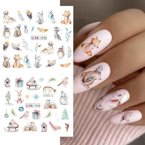 Christmas Nail Stickers for Nail Art Winter Penguin Water Transfer Nail Decals Bear Snowflake Animal Christmas Nail Art Decoration Supplies Manicu...