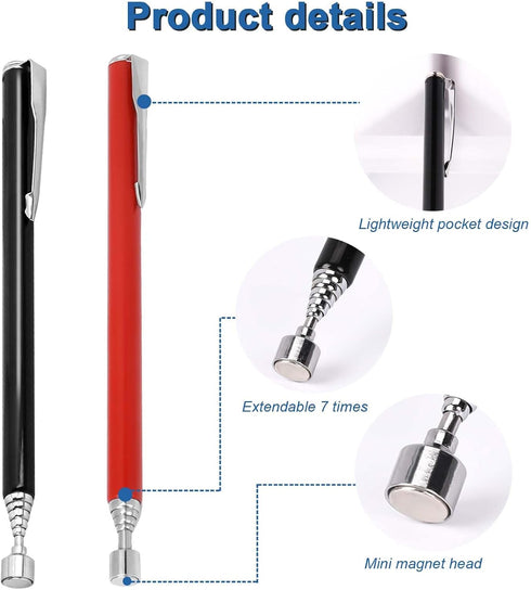 2Pcs Magnetic Telescoping Pick Up Tool for Small Metal Tools with Pocket Clip 3 Lb Extendable Magnetic Grabber Reacher Tools,for Men, DIY Handyman...