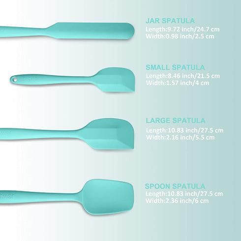 4 Piece Silicone Spatula Set, Flexible Heat Resistant Non-scratch Baking Cooking Rubber Spatulas with Stainless Steel Core, Aqua Sky...